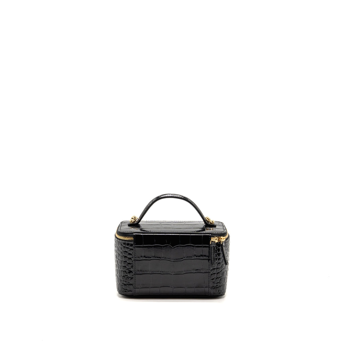 Chanel Top Handle Long Vanity Crocodile Embossed Calfskin Black GHW (Microchip)
