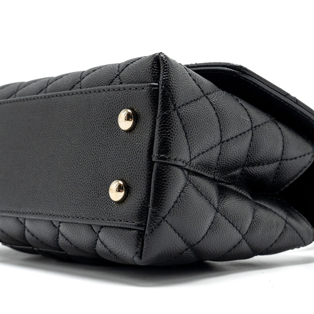 CHANEL SMALL COCO HANDLE CAVIAR BLACK LGHW (MICROCHIP)