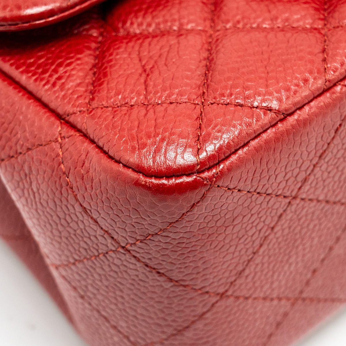 CHANEL MINI SQUARE FLAP BAG CAVIAR RED SHW