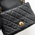 CHANEL PEARL CRUSH MINI SQUARE FLAP BAG LAMBSKIN BLACK GHW (MICROCHIP)