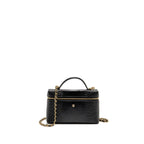 Chanel Vanity with Chain Lizard Embossed Calfskin Black GHW (Microchip)