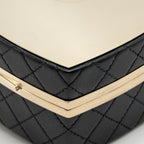 Chanel Mirror Finish Box Clutch with Chain Black Lambskin Black LGHW