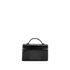 Chanel Vanity with Chain Lizard Embossed Calfskin Black GHW (Microchip)