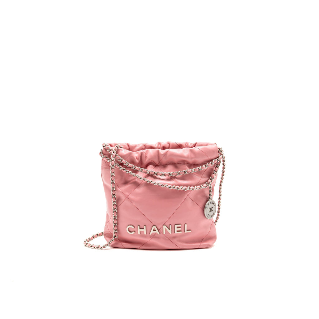 Chanel MINI 22 BAG SHINY CALFSKIN Pink SHW (Microchip)