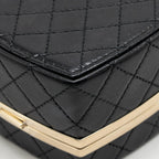 Chanel Mirror Finish Box Clutch with Chain Black Lambskin Black LGHW