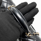 CHANEL TOP HANDLE MINI RECTANGULAR FLAP BAG LAMBSKIN BLACK LGHW (MICROCHIP)