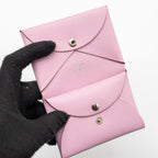Hermes calvi duo card holder epsom leather mauve Sylvestre SHW