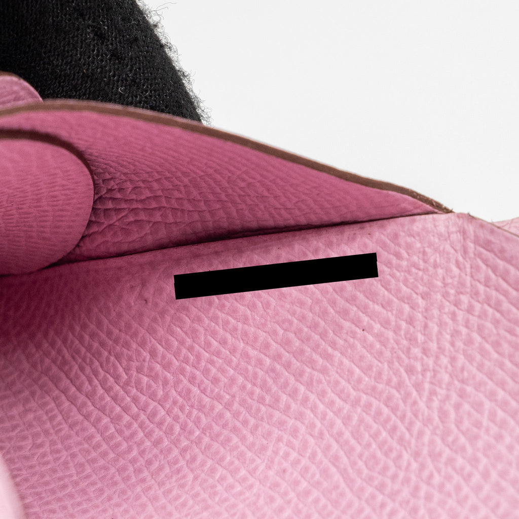 Hermes calvi duo card holder epsom leather mauve Sylvestre SHW
