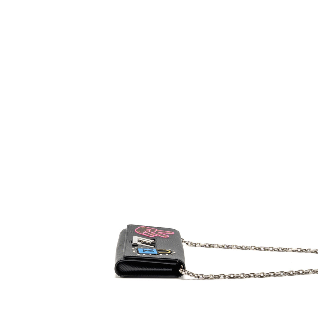Louis Vuitton Twist Chain Wallet Limited Edition Patches EPI Black SHW