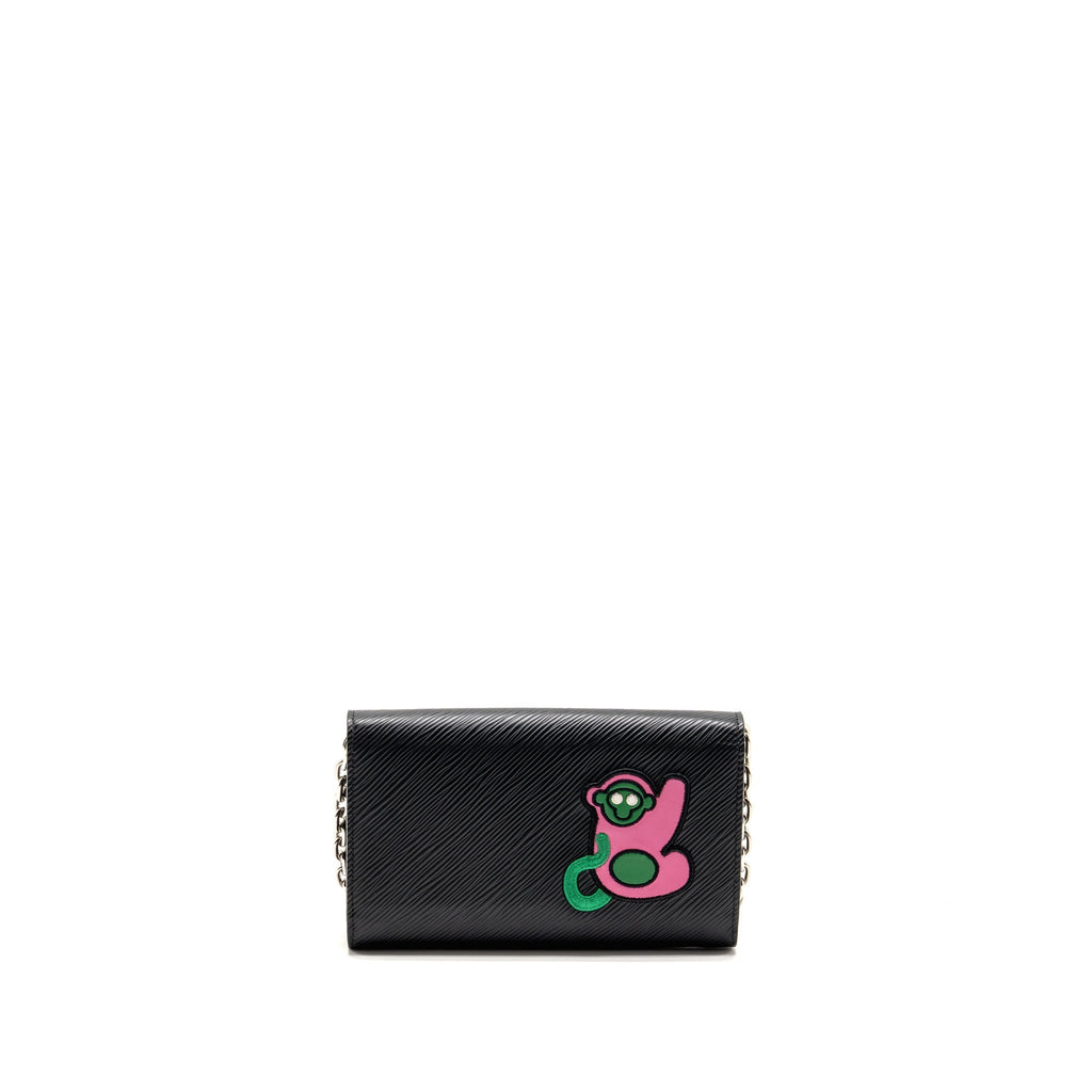 Louis Vuitton Twist Chain Wallet Limited Edition Patches EPI Black SHW