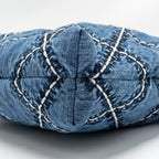 CHANEL SMALL 22 BAG DENIM BLUE WITH WHITE STITCHING SHW (MICROCHIP)