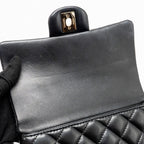 CHANEL TOP HANDLE MINI RECTANGULAR FLAP BAG LAMBSKIN BLACK LGHW (MICROCHIP)