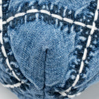 CHANEL SMALL 22 BAG DENIM BLUE WITH WHITE STITCHING SHW (MICROCHIP)