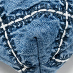 CHANEL SMALL 22 BAG DENIM BLUE WITH WHITE STITCHING SHW (MICROCHIP)