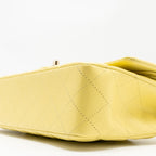 CHANEL MEDIUM CLASSIC DOUBLE FLAP BAG CAVIAR LIGHT YELLOW LGHW