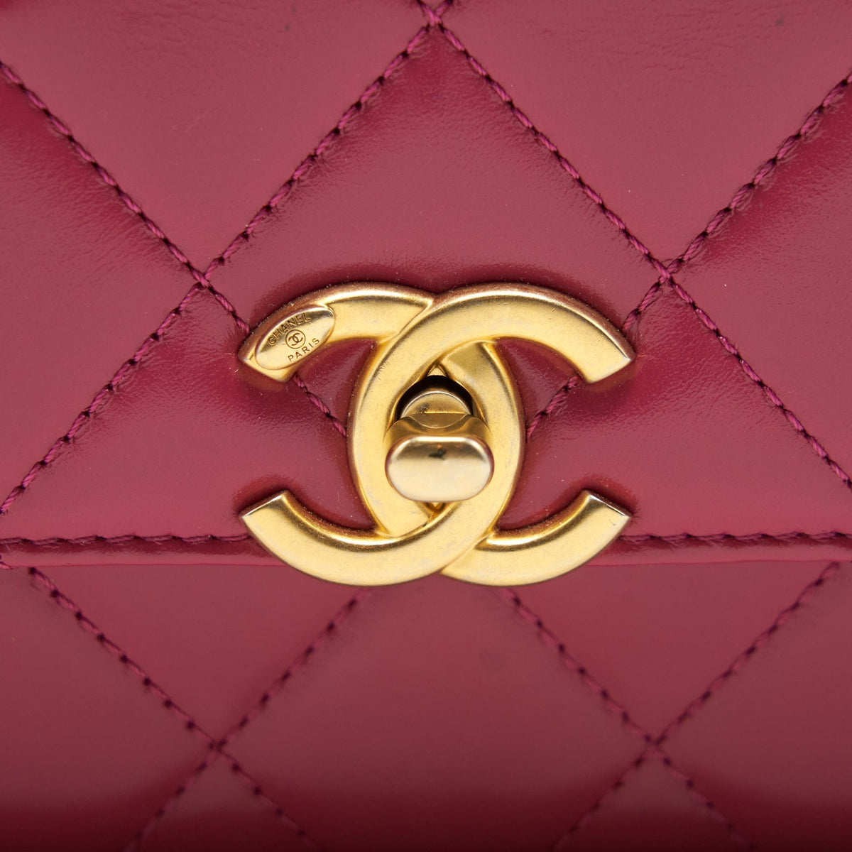 CHANEL 21A SMALL GOLD CRUSH FLAP BAG WITH CHAIN CALFSKIN RASPBERRY PINK GHW (MICROCHIP)