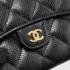 CHANEL CLASSIC COMPACT WALLET CAVIAR BLACK GHW