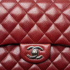 CHANEL MEDIUM CLASSIC DOUBLE FLAP BAG CAVIAR DARK RED SHW