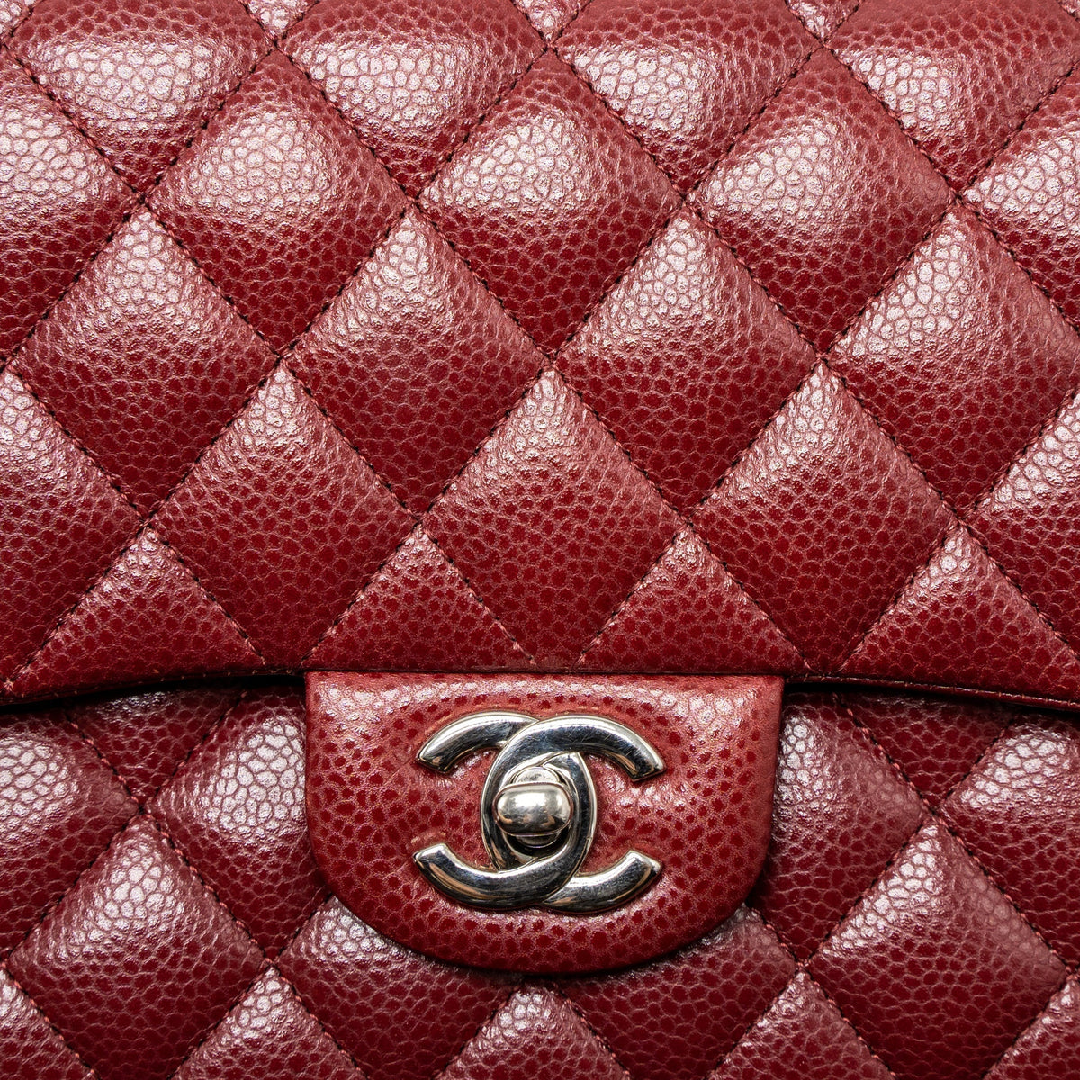 CHANEL MEDIUM CLASSIC DOUBLE FLAP BAG CAVIAR DARK RED SHW