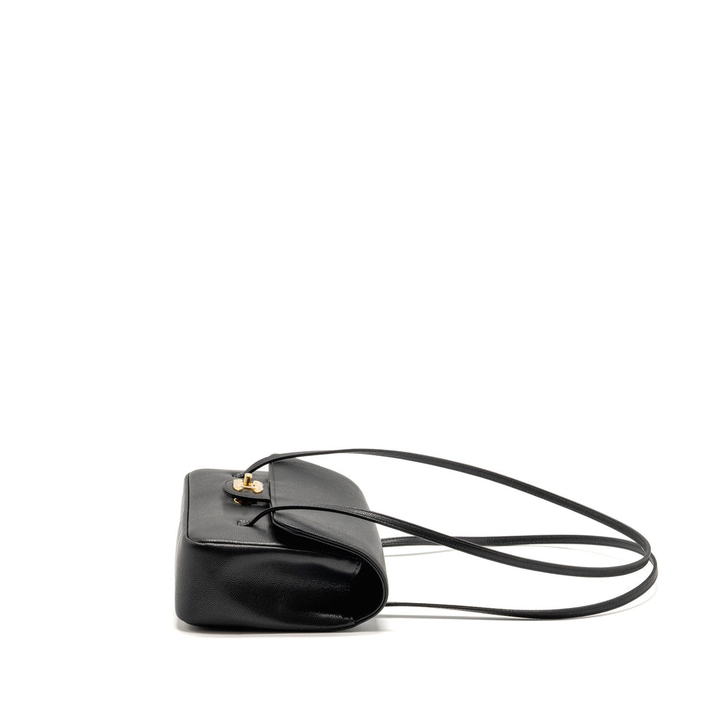 Chanel Small Preppy Coco Shoulder Flap Bag Grained Shiny Calfskin Black GHW (Microchip)
