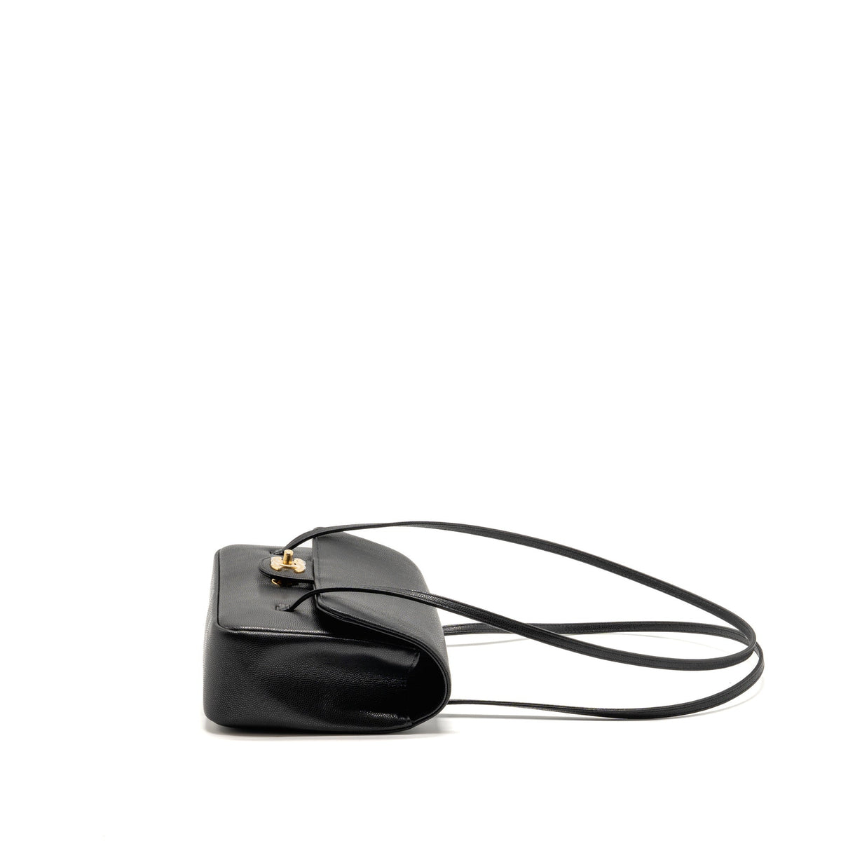 Chanel Small Preppy Coco Shoulder Flap Bag Grained Shiny Calfskin Black GHW (Microchip)