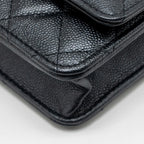 CHANEL 23B WALLET ON CHAIN WITH ADJUSTABLE CHAIN CAVIAR BLACK GHW (MICROCHIP)