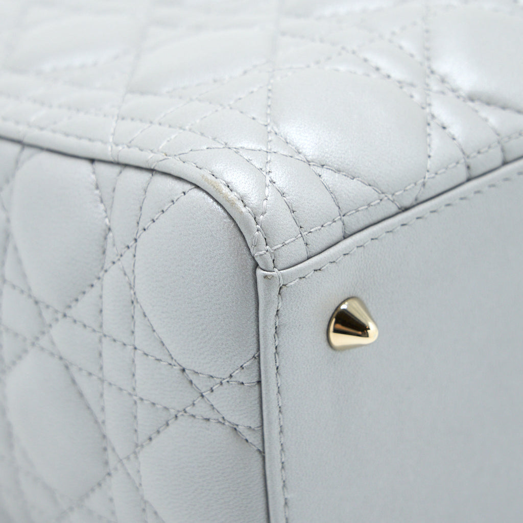 DIOR MEDIUM LADY DIOR LAMBSKIN GREY LGHW