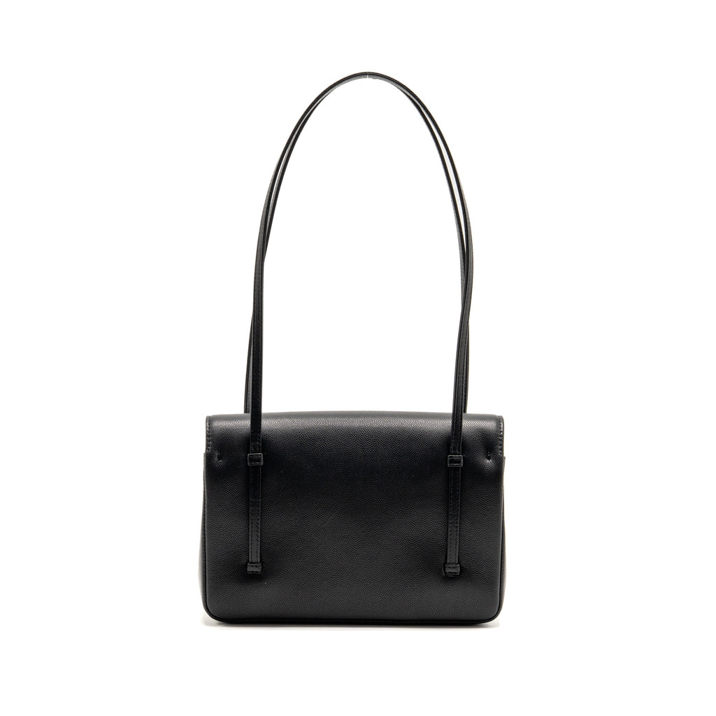 Chanel Small Preppy Coco Shoulder Flap Bag Grained Shiny Calfskin Black GHW (Microchip)