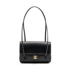 Chanel Small Preppy Coco Shoulder Flap Bag Grained Shiny Calfskin Black GHW (Microchip)