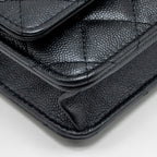 CHANEL 23B WALLET ON CHAIN WITH ADJUSTABLE CHAIN CAVIAR BLACK GHW (MICROCHIP)