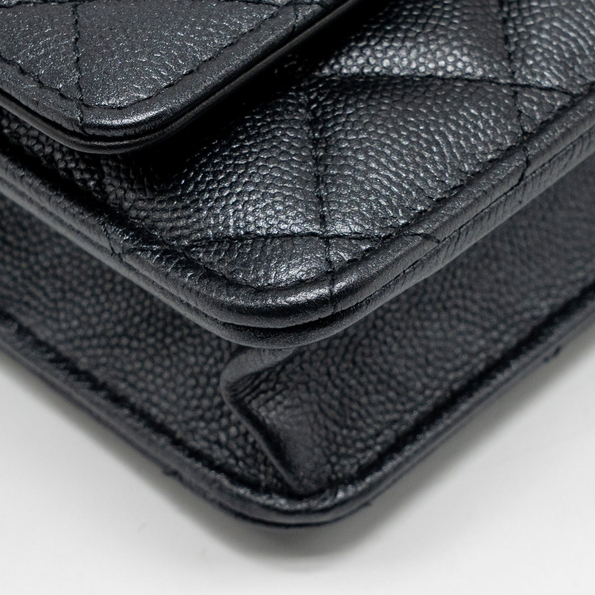 CHANEL 23B WALLET ON CHAIN WITH ADJUSTABLE CHAIN CAVIAR BLACK GHW (MICROCHIP)