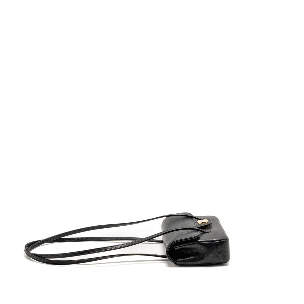 Chanel Preppy Coco Clutch with Leather Strap Caviar Black GHW (Microchip)