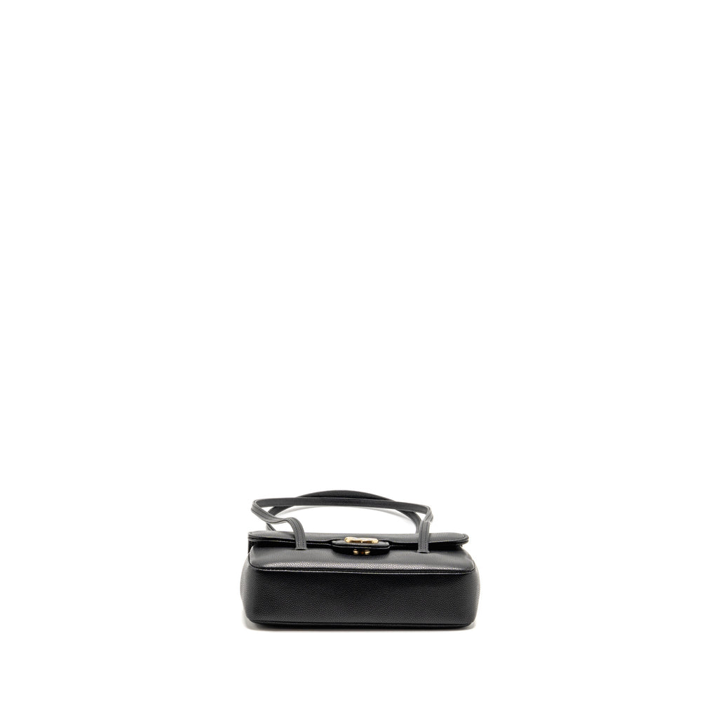 Chanel Preppy Coco Clutch with Leather Strap Caviar Black GHW (Microchip)