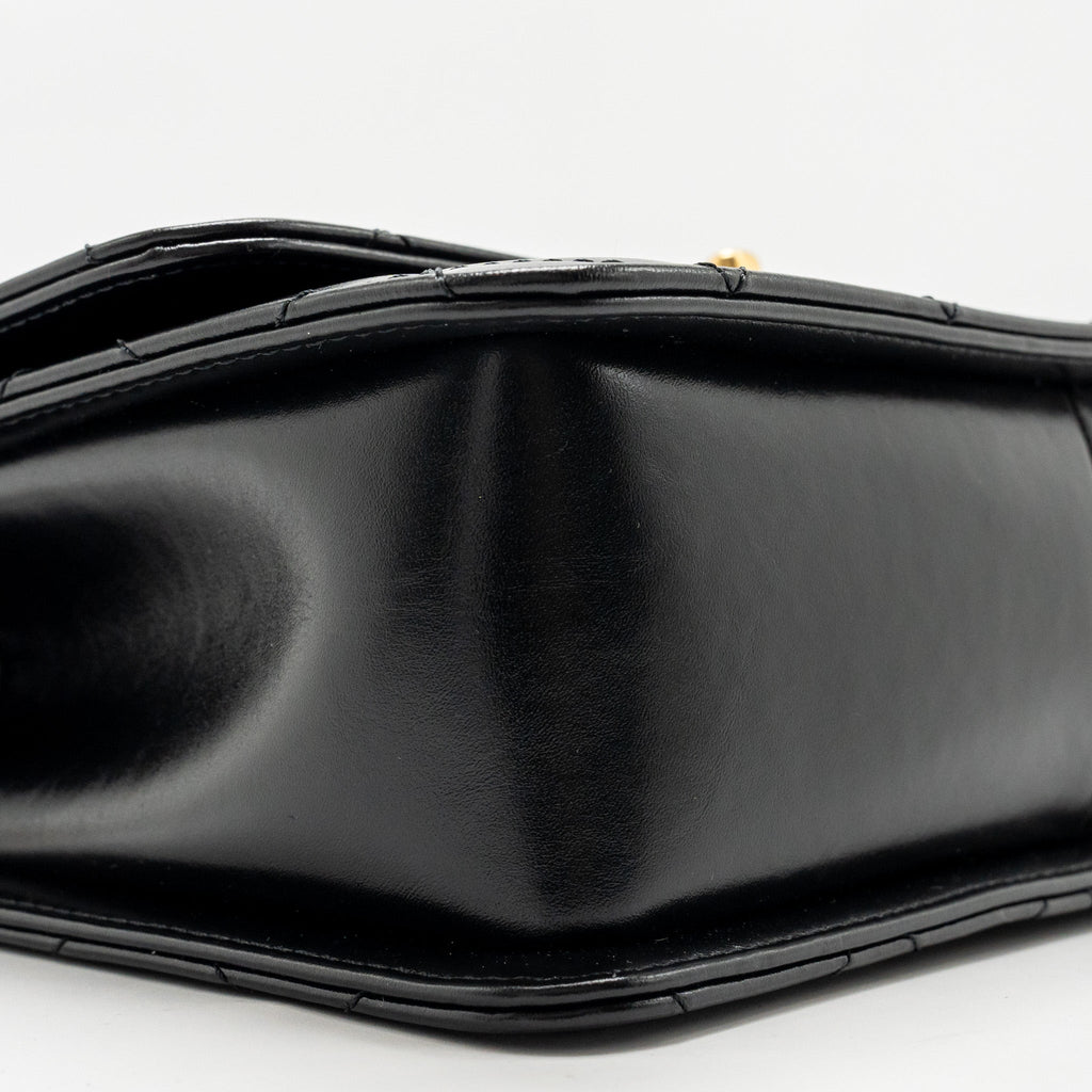 CHANEL GOLD CRUSH FLAP BAG CALFSKIN BLACK GHW (MICROCHIP)
