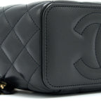 CHANEL 22K GOLD PILLAR ADJUSTABLE CHAIN LONG VANITY LAMBSKIN BLACK GHW