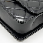 CHANEL GOLD CRUSH FLAP BAG CALFSKIN BLACK GHW (MICROCHIP)