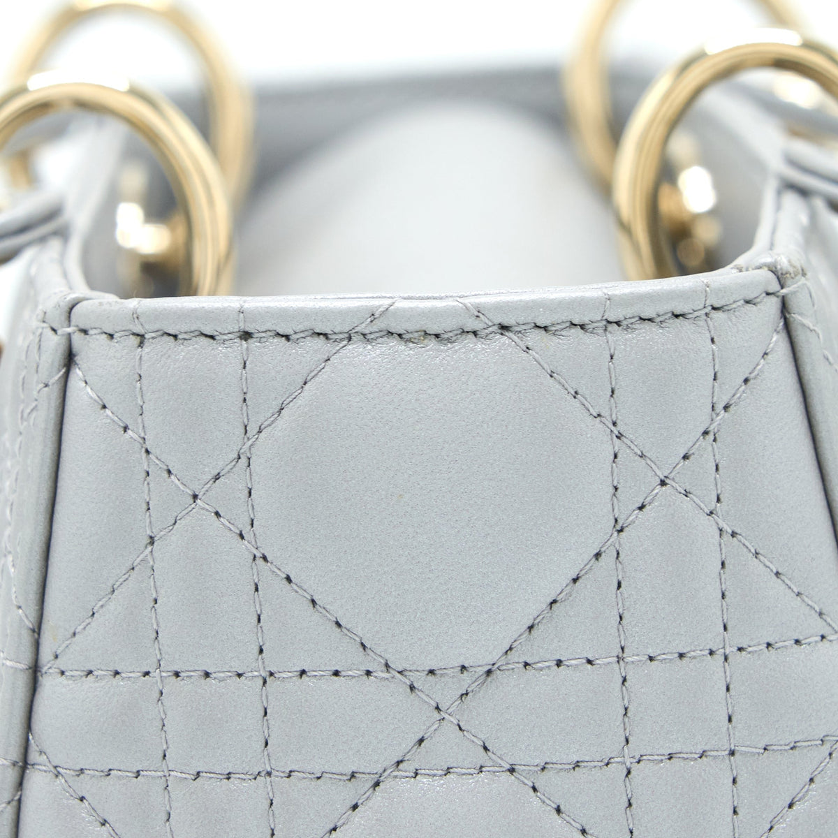 DIOR MEDIUM LADY DIOR LAMBSKIN GREY LGHW