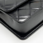 CHANEL GOLD CRUSH FLAP BAG CALFSKIN BLACK GHW (MICROCHIP)