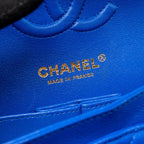 CHANEL SMALL CLASSIC DOUBLE FLAP BAG CHEVRON CAVIAR BLUE LGHW