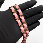 Chanel small classic double flap bag lambskin pink/yellow with iridescent pink hardware