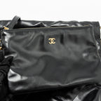 CHANEL SMALL 22 BAG SHINY CALFSKIN BLACK GHW (MICROCHIP)