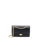 CHANEL SMALL 2.55 REISSUE FLAP BAG AGED CALFSKIN BLACK BRUSHED GHW (MICROCHIP)