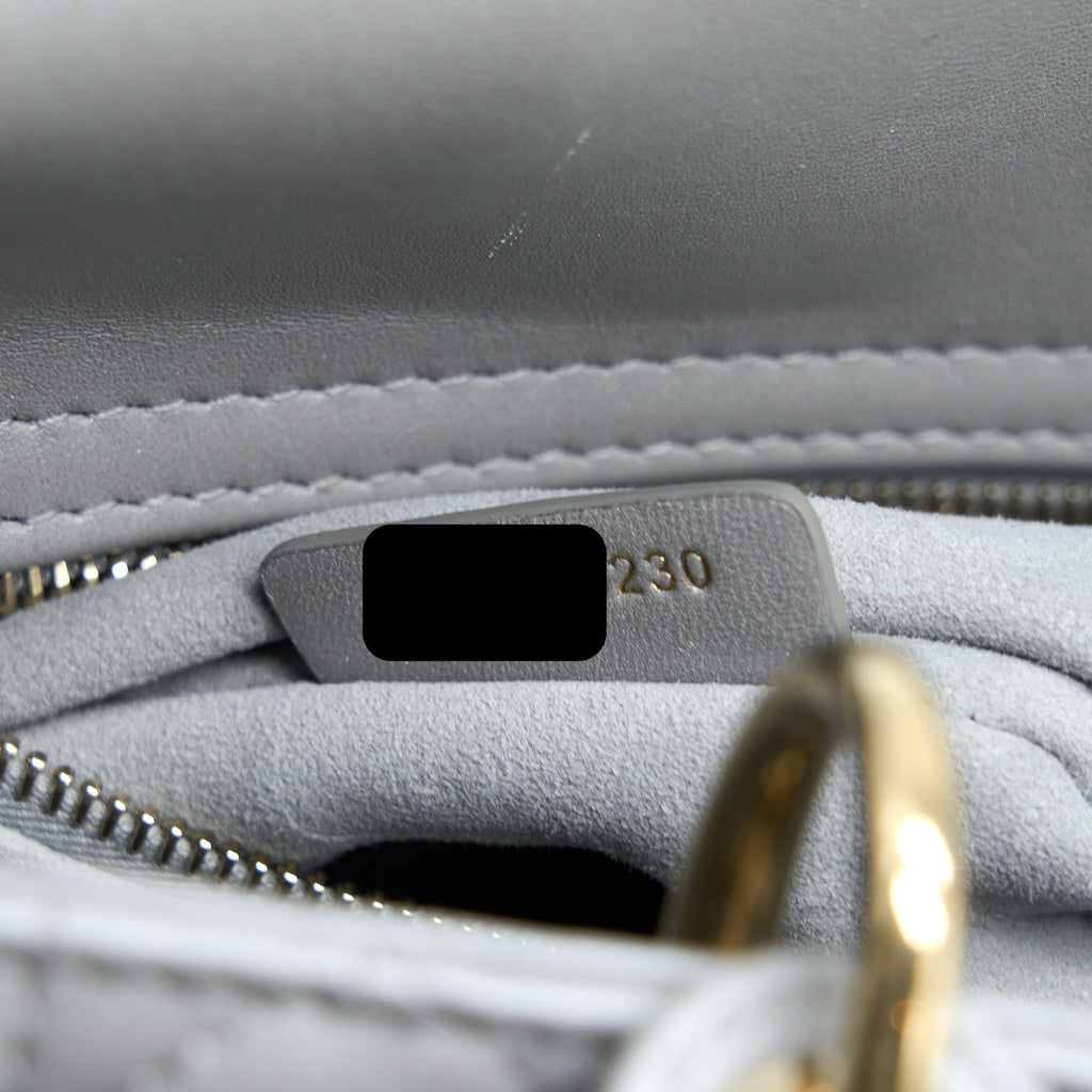 DIOR MEDIUM LADY DIOR LAMBSKIN GREY LGHW