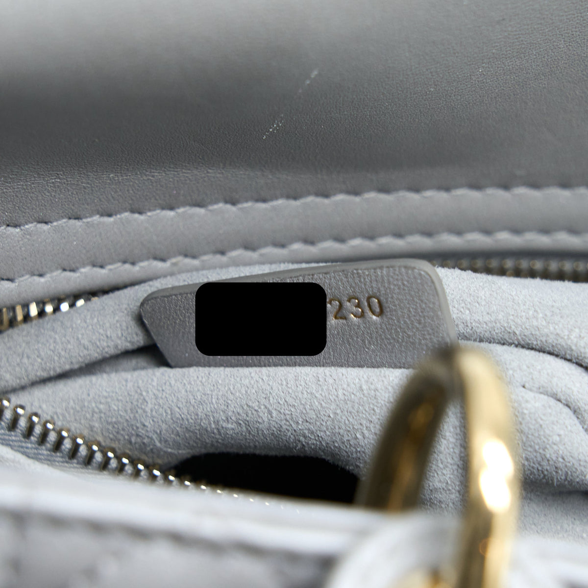 DIOR MEDIUM LADY DIOR LAMBSKIN GREY LGHW