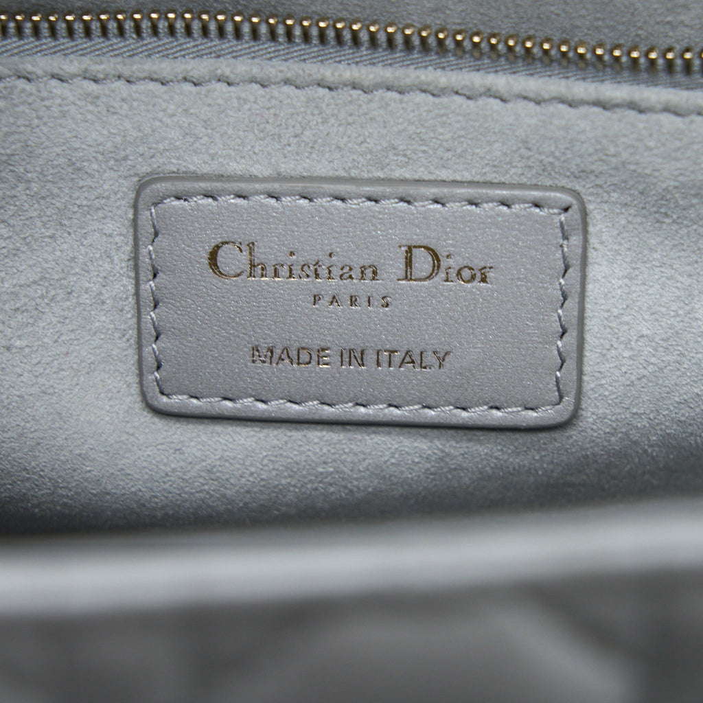 DIOR MEDIUM LADY DIOR LAMBSKIN GREY LGHW
