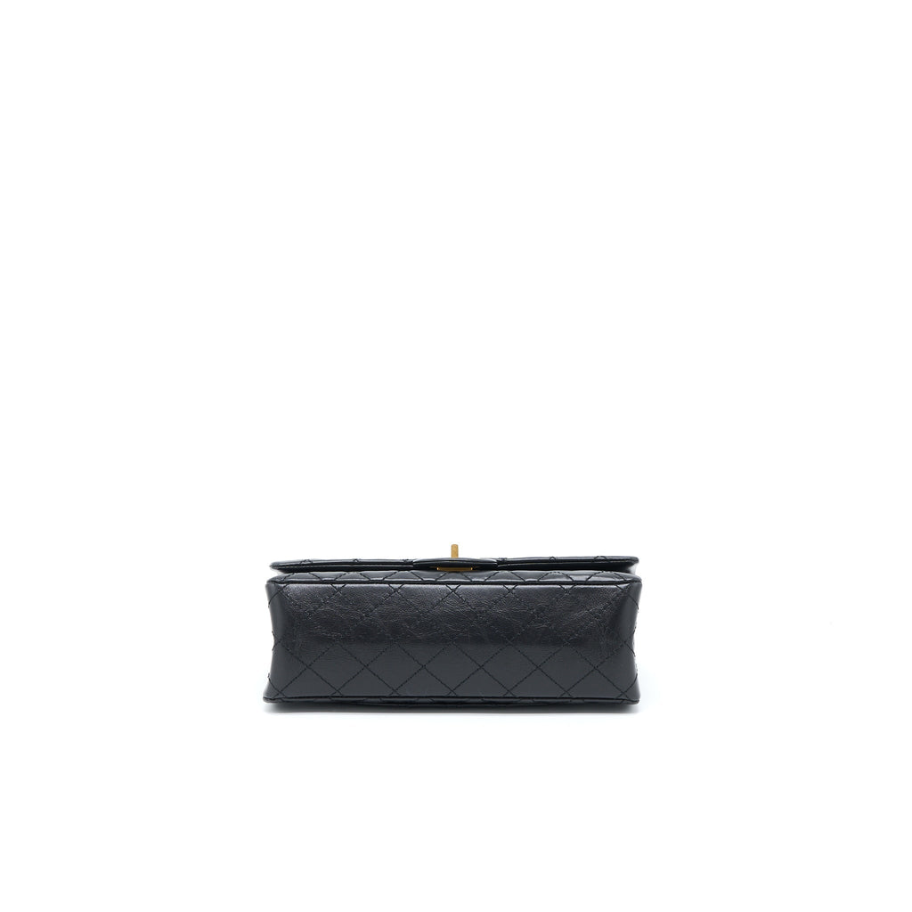 CHANEL SMALL 2.55 REISSUE FLAP BAG AGED CALFSKIN BLACK BRUSHED GHW (MICROCHIP)