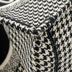 Dior Medium Houndstooth Embroidery Book Tote Canvas Black / White