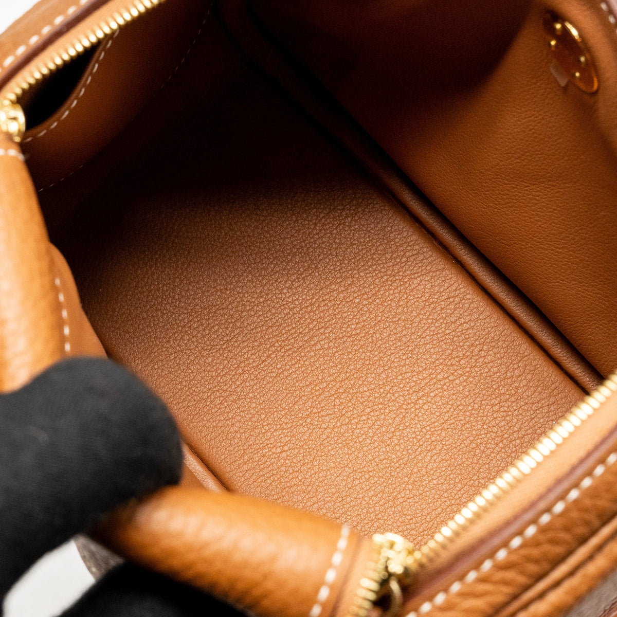 Hermes Mini Lindy Clemence Gold GHW