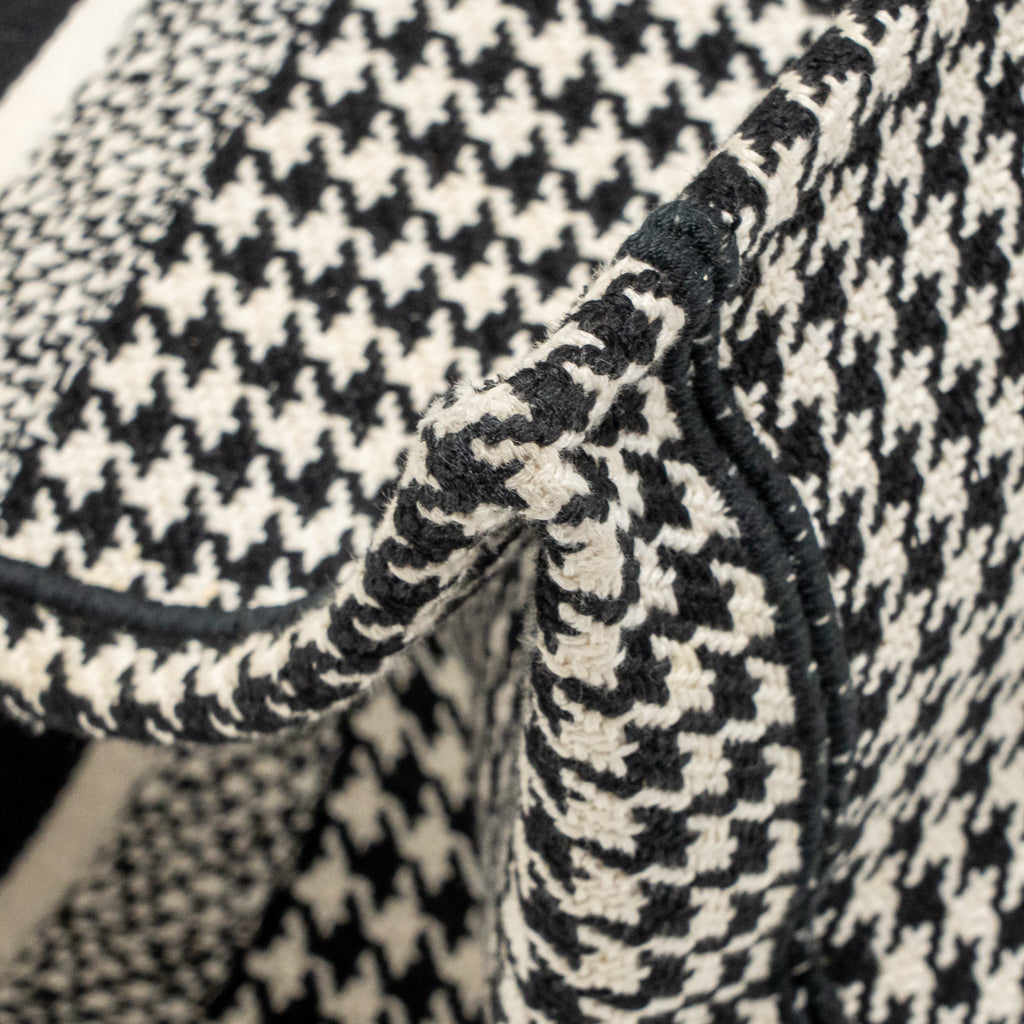 Dior Medium Houndstooth Embroidery Book Tote Canvas Black / White