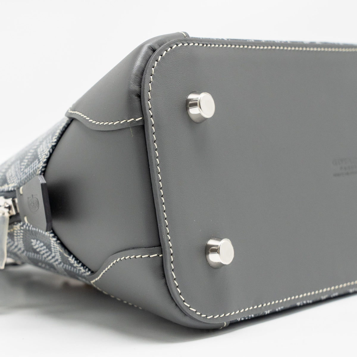 GOYARD VENDOME MINI BAG GOYARDINE CANVAS/CHEVROCHES CALFSKIN GREY SHW